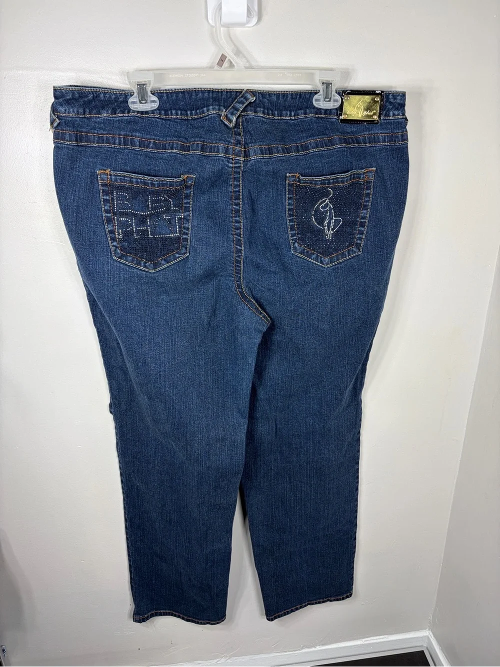 Y2K Baby Phat Rhinestone Logo Dark Wash Jeans Women’s Size 22 - Picture 5 of 9